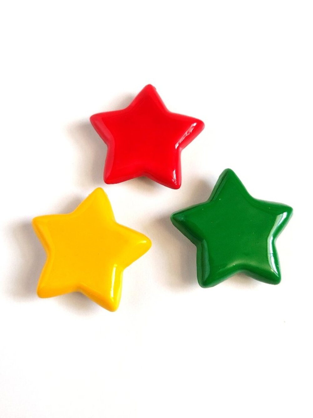 Vintage 90s Star Button Covers, Red Yellow Green Bright Cheerful Colors 1.25"